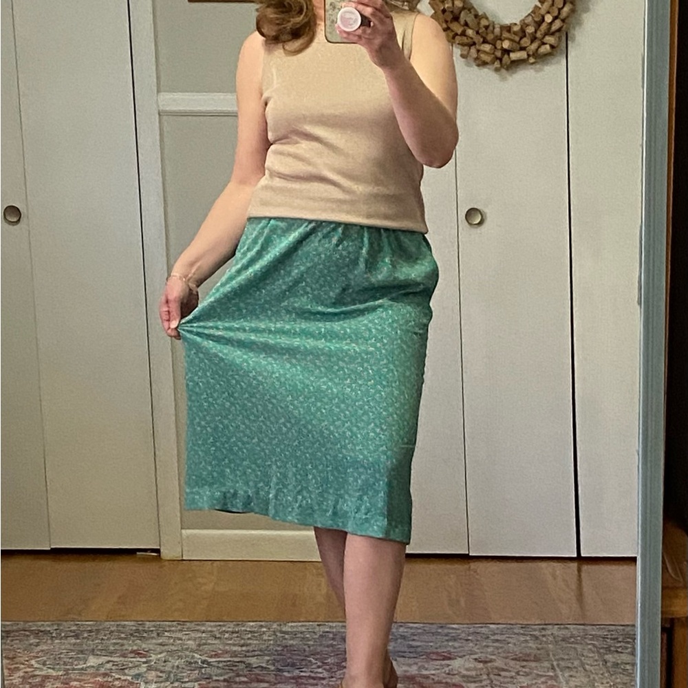 Evan Picone Green Floral Skirt size M